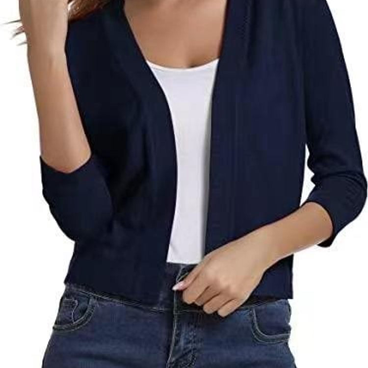 Katharina | Damen Offener Kurzjacken-Cardigan mit 3/4-Ärmeln