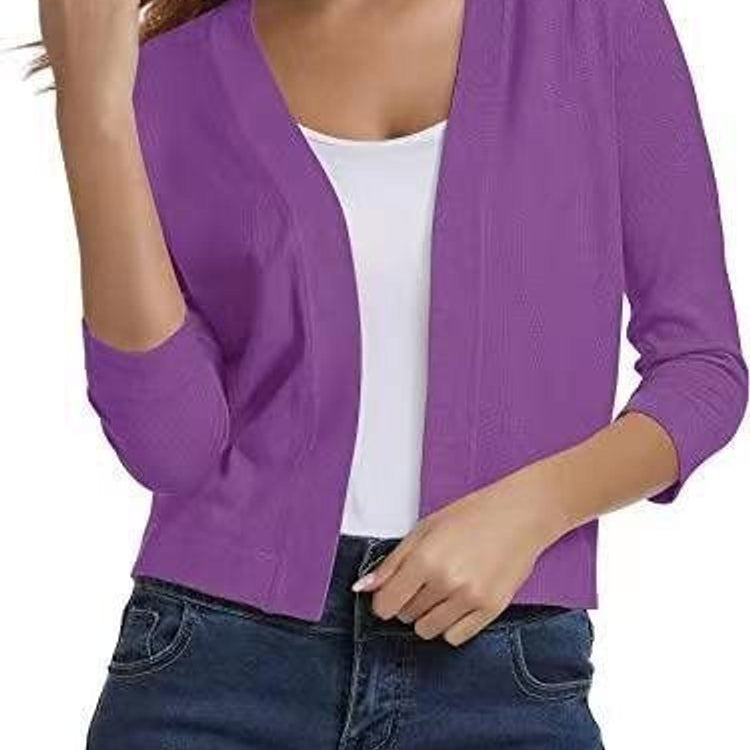 Katharina | Damen Offener Kurzjacken-Cardigan mit 3/4-Ärmeln