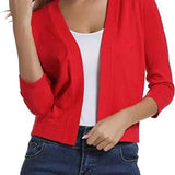 Katharina | Damen Offener Kurzjacken-Cardigan mit 3/4-Ärmeln