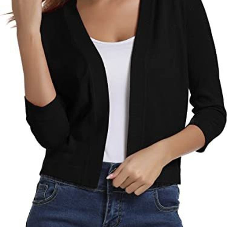 Katharina | Damen Offener Kurzjacken-Cardigan mit 3/4-Ärmeln