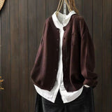 Luisa | Damen Oversize Strick-Cardigan mit Knopfleiste und Taschen
