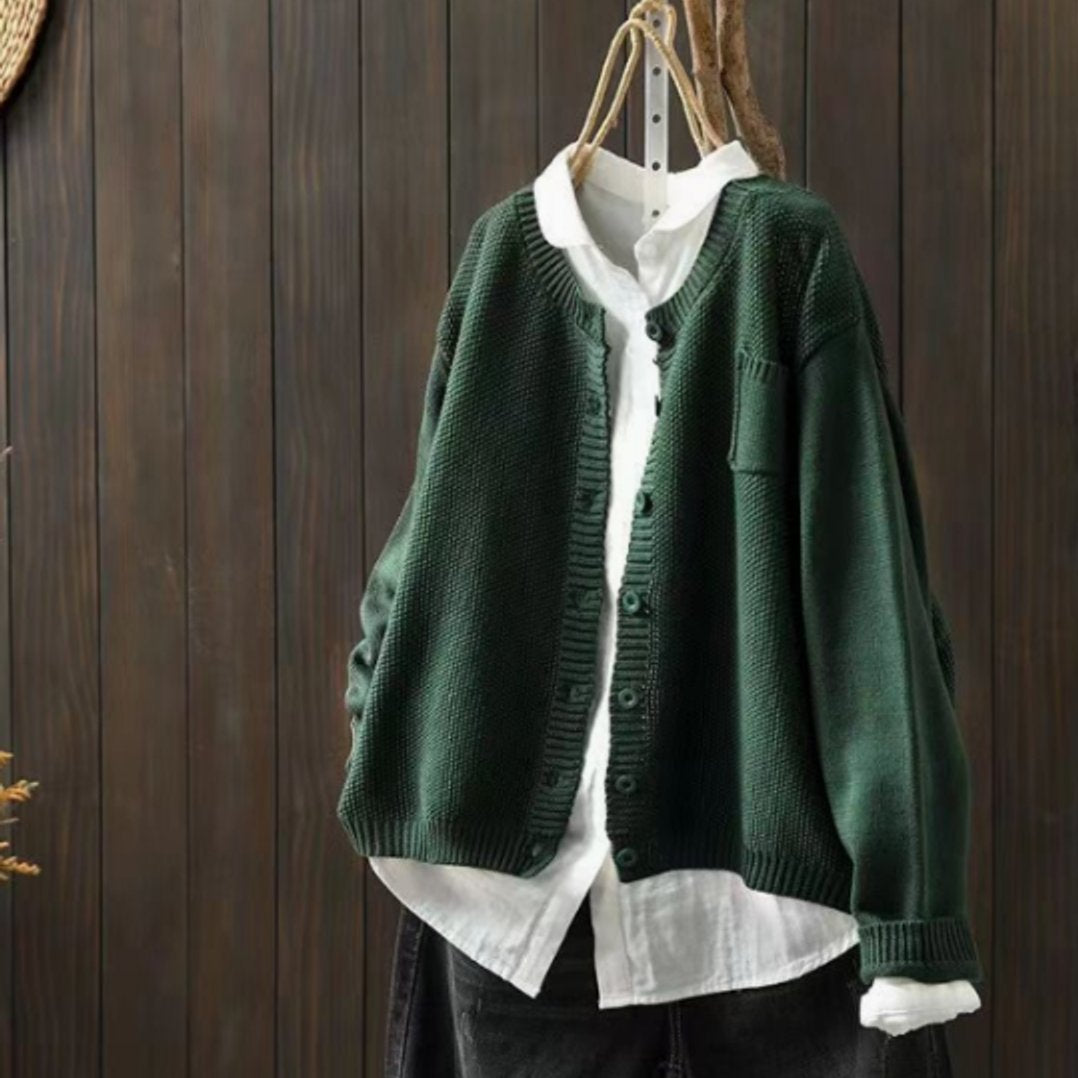 Luisa | Damen Oversize Strick-Cardigan mit Knopfleiste und Taschen