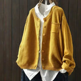 Luisa | Damen Oversize Strick-Cardigan mit Knopfleiste und Taschen