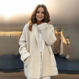 Elisabeth | Damen Oversize Strick-Cardigan mit V-Ausschnitt und Taschen