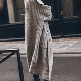 Marlene | Damen Oversized Grobstrick-Cardigan mit Revers und Knöpfen
