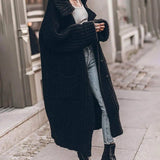 Marlene | Damen Oversized Grobstrick-Cardigan mit Revers und Knöpfen