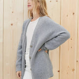 Lena | Damen Oversized Kaschmir V-Ausschnitt Cardigan
