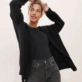 Lena | Damen Oversized Kaschmir V-Ausschnitt Cardigan
