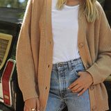 Lena | Damen Oversized Kaschmir V-Ausschnitt Cardigan