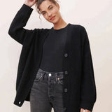 Lena | Damen Oversized Kaschmir V-Ausschnitt Cardigan
