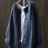 Johanna | Damen Oversized Zopfmuster-Cardigan mit Knopfleiste