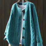 Johanna | Damen Oversized Zopfmuster-Cardigan mit Knopfleiste