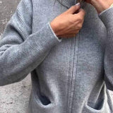 Clara | Damen Strick-Cardigan mit Reißverschluss lockere Passform Fronttaschen