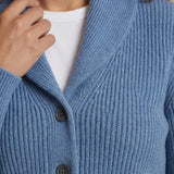Frieda | Damen Strick-Cardigan mit Revers-Kragen Knopfleiste Langarm