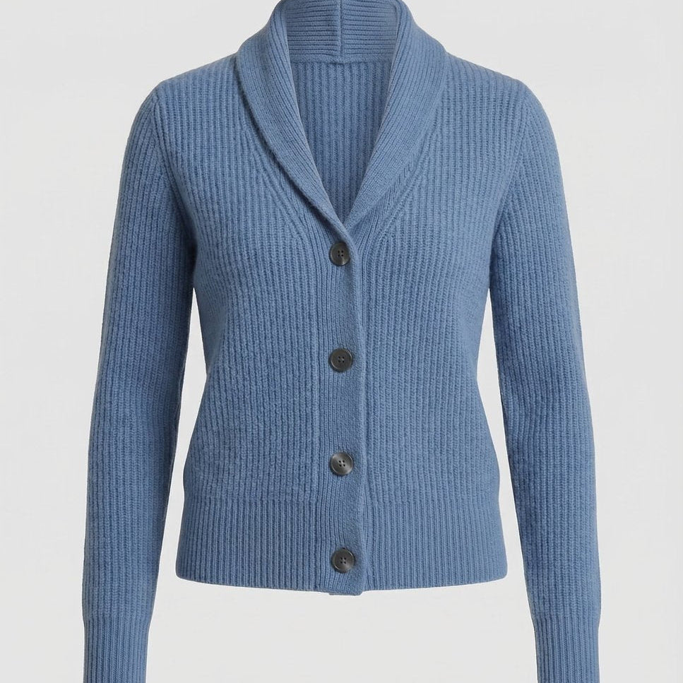 Frieda | Damen Strick-Cardigan mit Revers-Kragen Knopfleiste Langarm