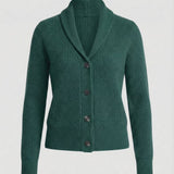 Frieda | Damen Strick-Cardigan mit Revers-Kragen Knopfleiste Langarm