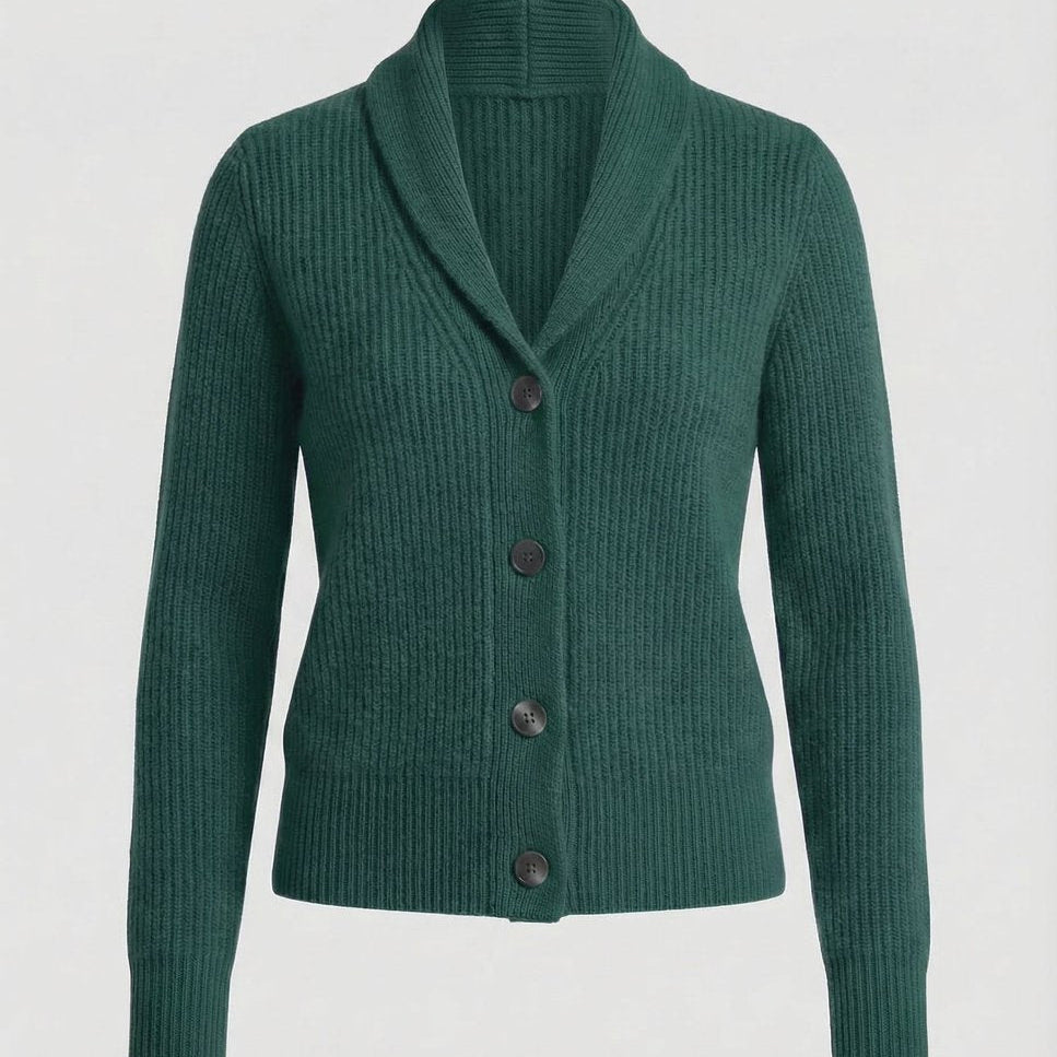 Frieda | Damen Strick-Cardigan mit Revers-Kragen Knopfleiste Langarm