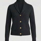 Frieda | Damen Strick-Cardigan mit Revers-Kragen Knopfleiste Langarm