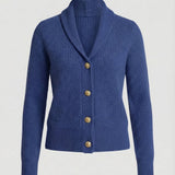 Frieda | Damen Strick-Cardigan mit Revers-Kragen Knopfleiste Langarm