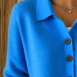 Nora | Damen Strickjacke mit Hemdkragen und Knopfleiste Relaxed Fit