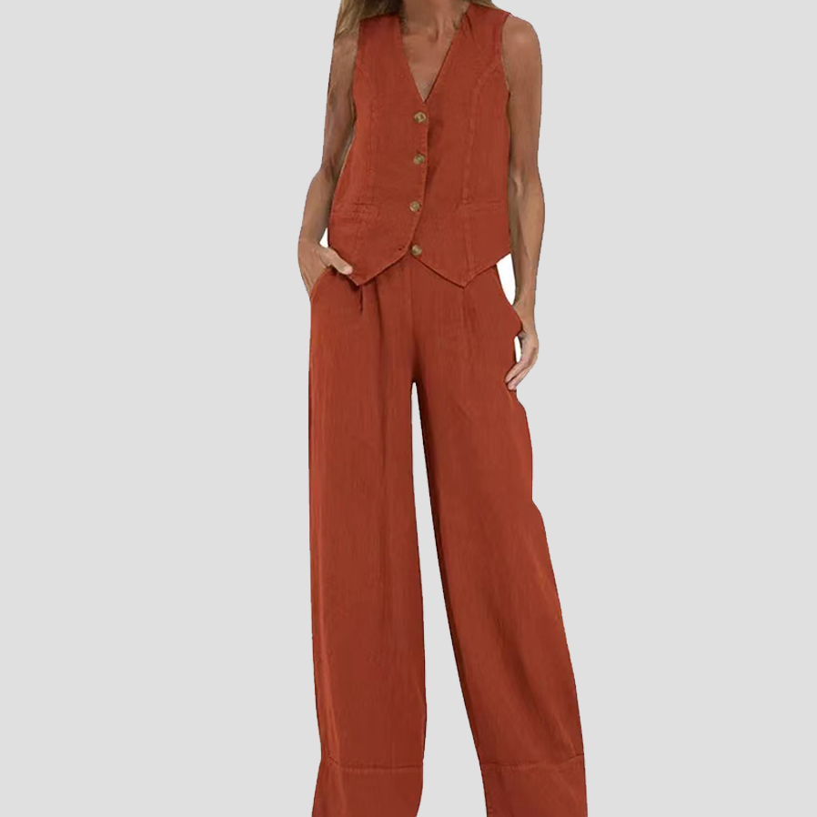 Rose | Set aus geknöpfter Weste und weiter Hose