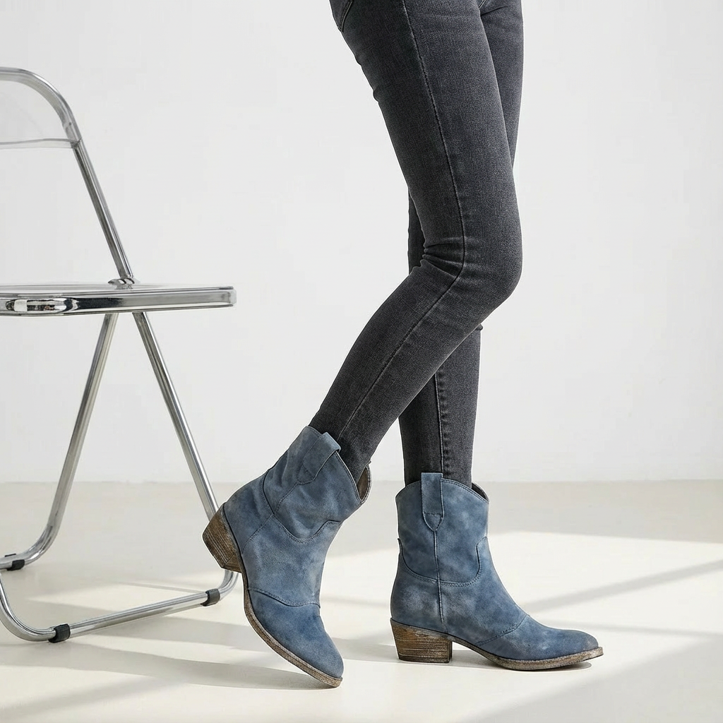 Elegantsete naiste cowboy ankle saapad blokknõelaga