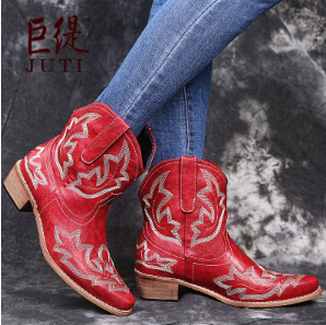 Vintage tikitud cowboy saapad naistele