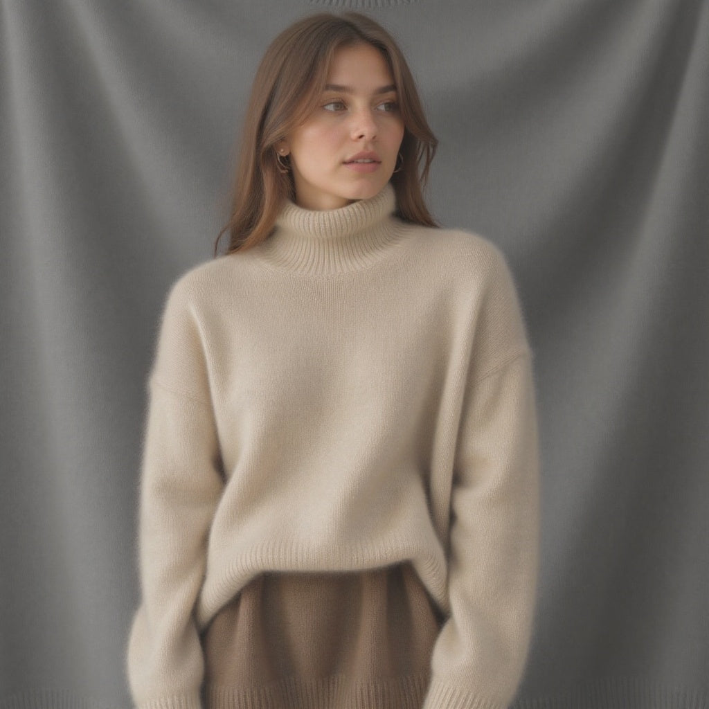 Eleganter Oversize Rollkragenpullover für Damen aus Kaschmir – Weich, Warm & Stilvoll