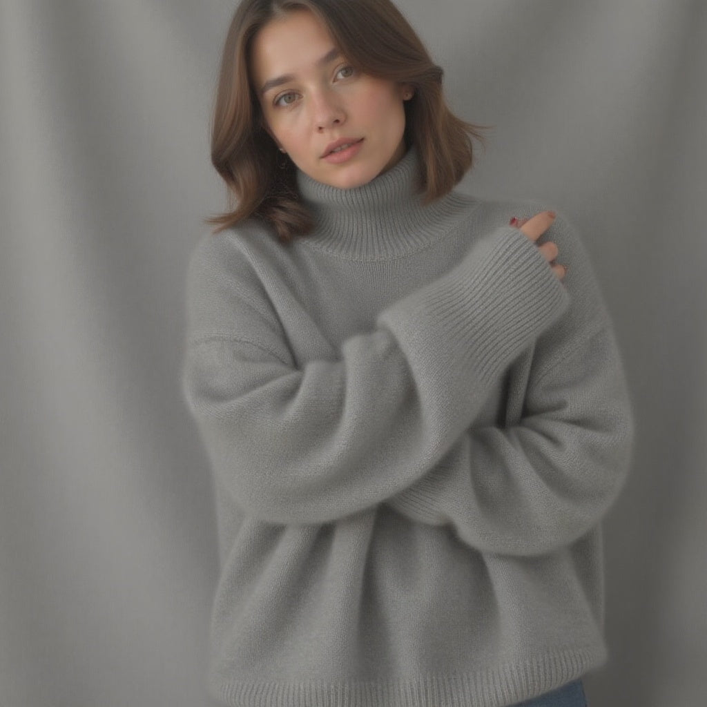 Eleganter Oversize Rollkragenpullover für Damen aus Kaschmir – Weich, Warm & Stilvoll