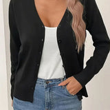 Marlene | Strickjacke Damen V-Ausschnitt Knopfleiste Langarm Cardigan