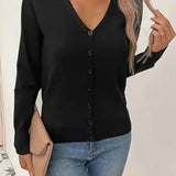 Marlene | Strickjacke Damen V-Ausschnitt Knopfleiste Langarm Cardigan