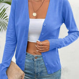 Marlene | Strickjacke Damen V-Ausschnitt Knopfleiste Langarm Cardigan