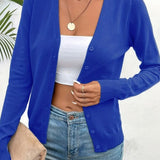 Marlene | Strickjacke Damen V-Ausschnitt Knopfleiste Langarm Cardigan