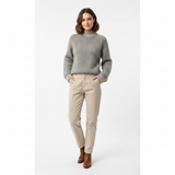Ailley Damen Rollkragenpullover – Weicher Strick mit Chevron-Muster in Grau und Creme, lässiger Schnitt