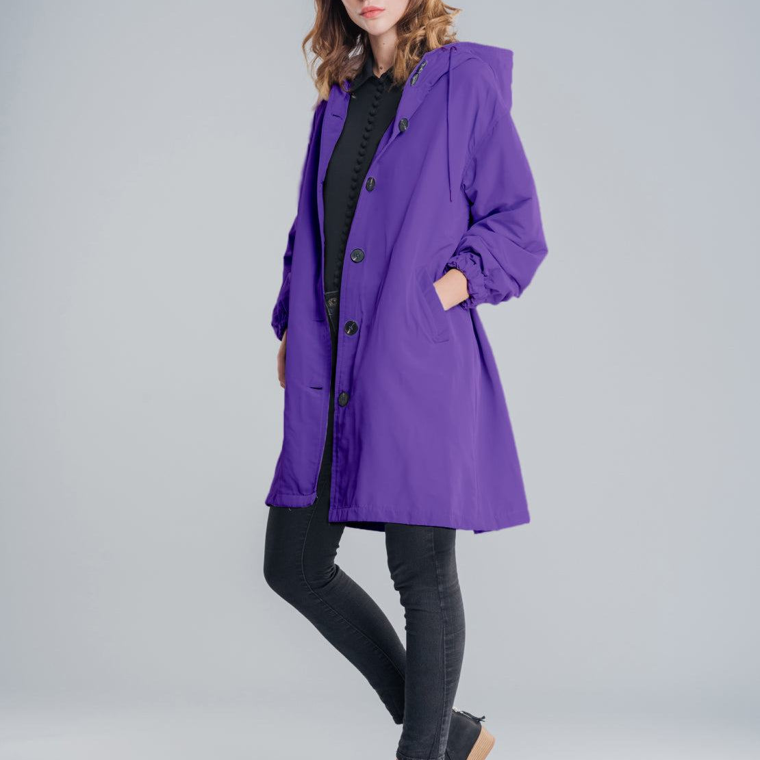 Wasserabweisende Übergroße Kapuzen-Windjacke Regenjacke