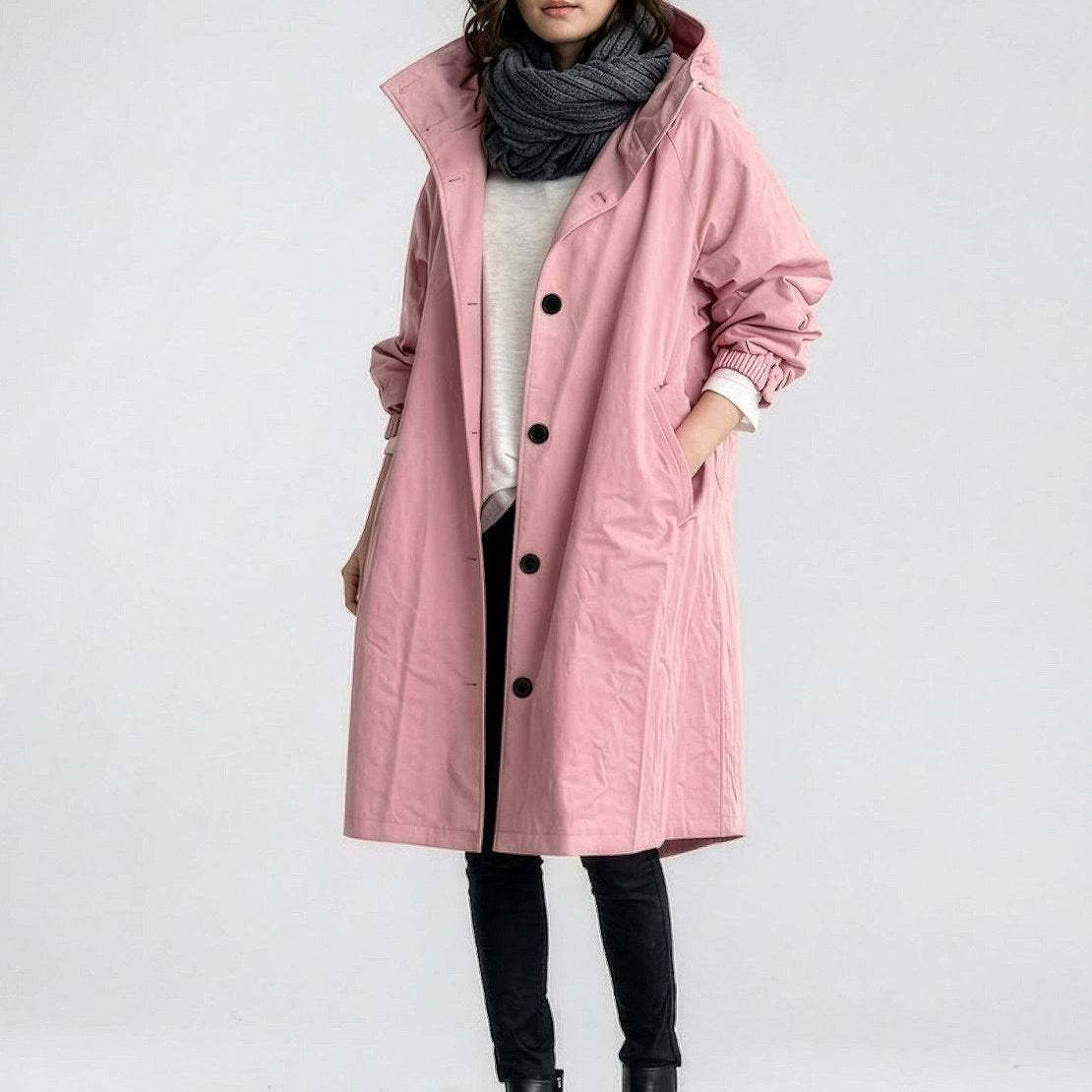 Wasserabweisende Übergroße Kapuzen-Windjacke Regenjacke