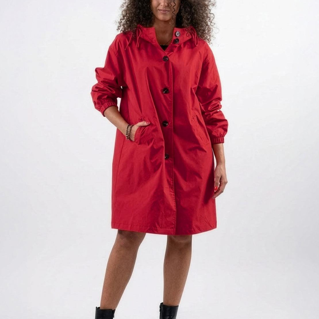 Wasserabweisende Übergroße Kapuzen-Windjacke Regenjacke