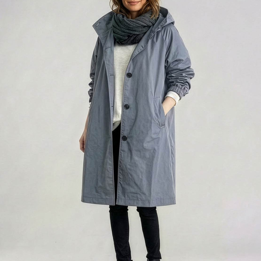 Wasserabweisende Übergroße Kapuzen-Windjacke Regenjacke